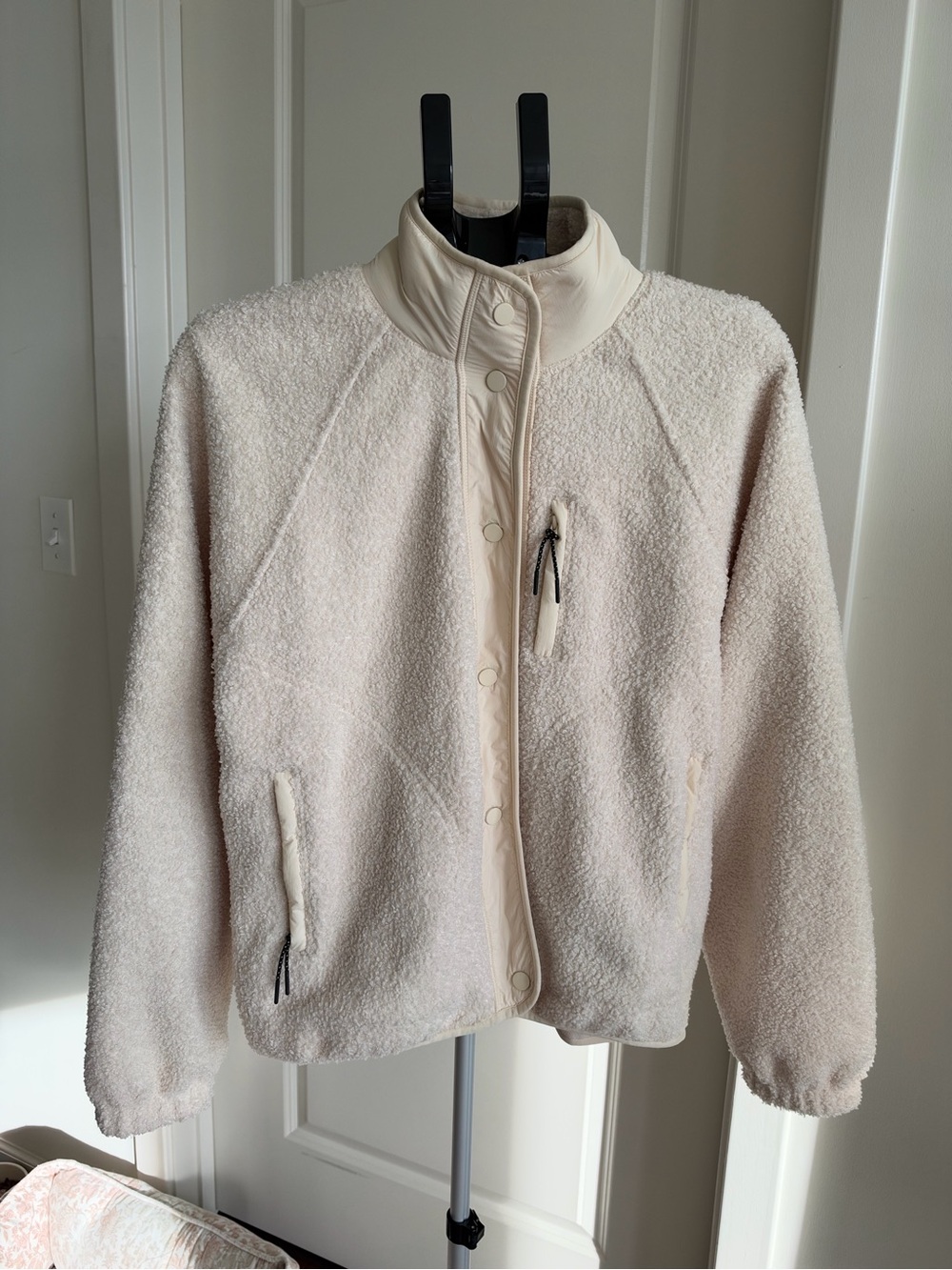 OYSHO Cream Teddy Fleece Jacket High Collar Size L